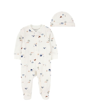 Macacão bebê fazenda com touca - off-white | Carter's
