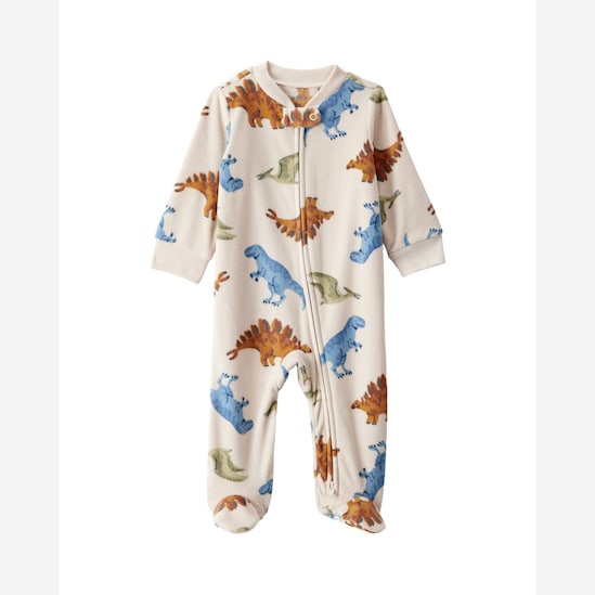 Macacão bebê em fleece dino - bege | Carter's
