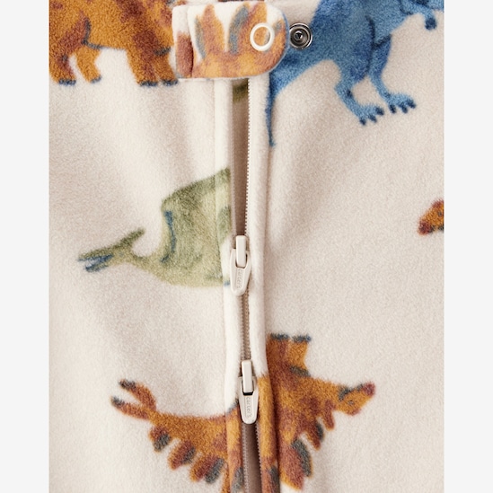 Macacão bebê em fleece dino - bege | Carter's