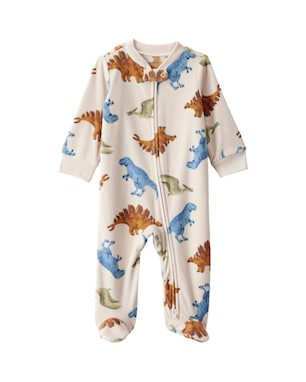 Macacão bebê em fleece dino - bege | Carter's