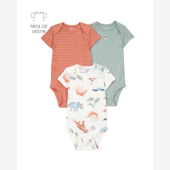 Kit body bebê 3 peças dinossauro - multicor | Carter's