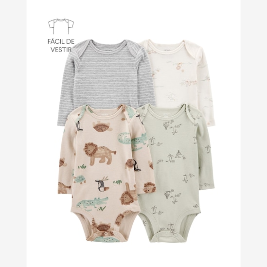 Kit body bebê 4 peças animais - multicor | Carter's