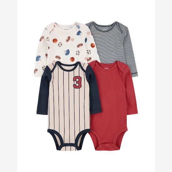 Kit body bebê 4 peças futebol americano - multicor | Carter's