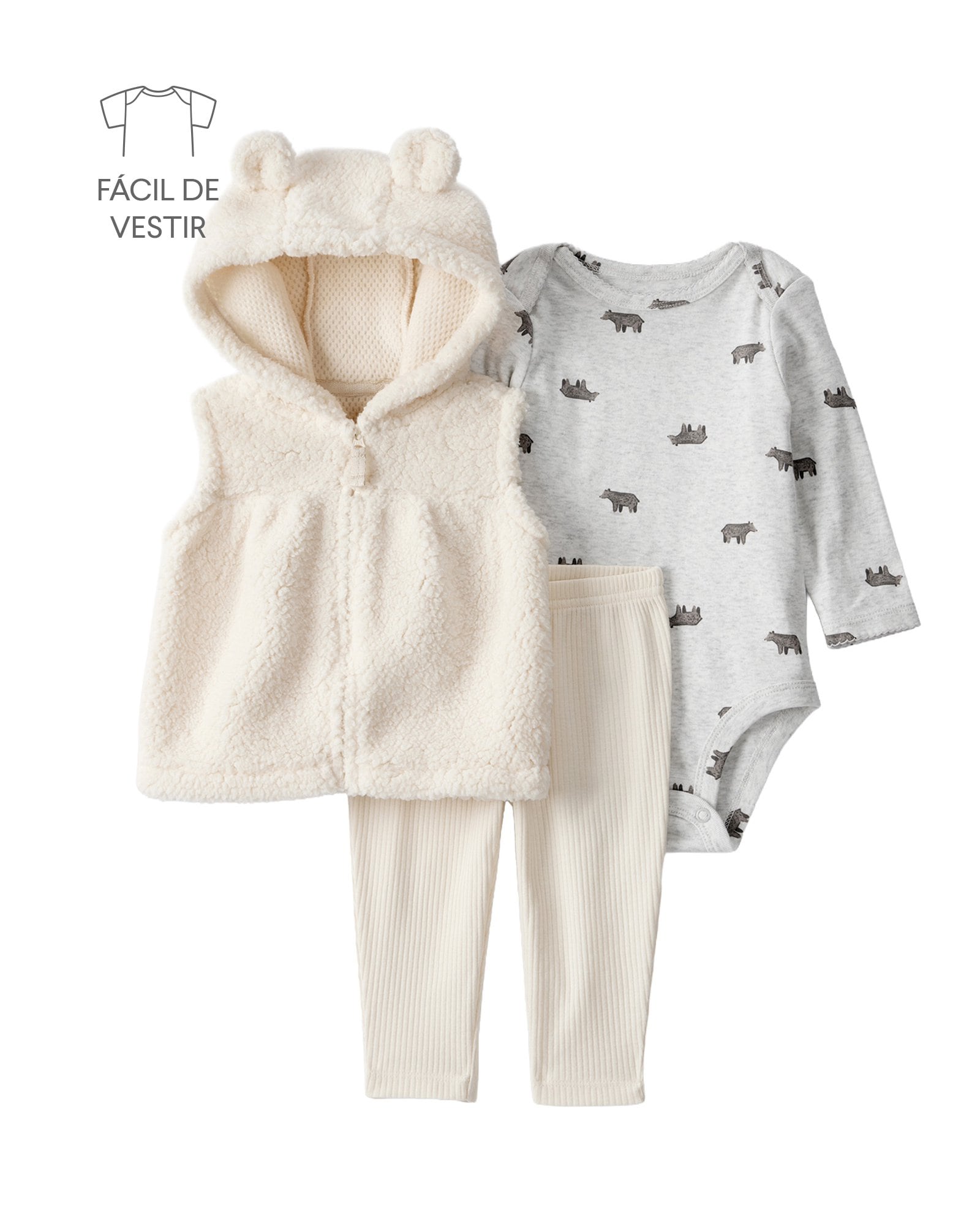 Conjunto longo bebê 3 peças em sherpa - multicor | Carter's