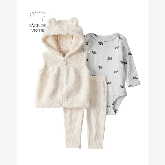 Conjunto longo bebê 3 peças em sherpa - multicor | Carter's