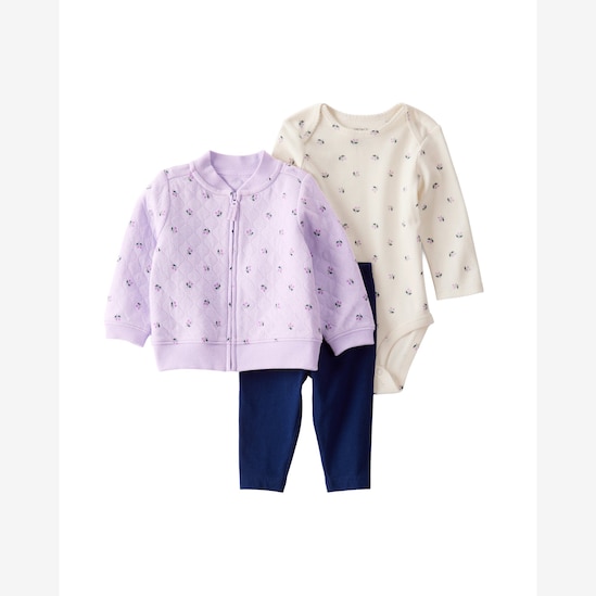 Conjunto longo bebê 3 peças matelassê - multicor | Carter's