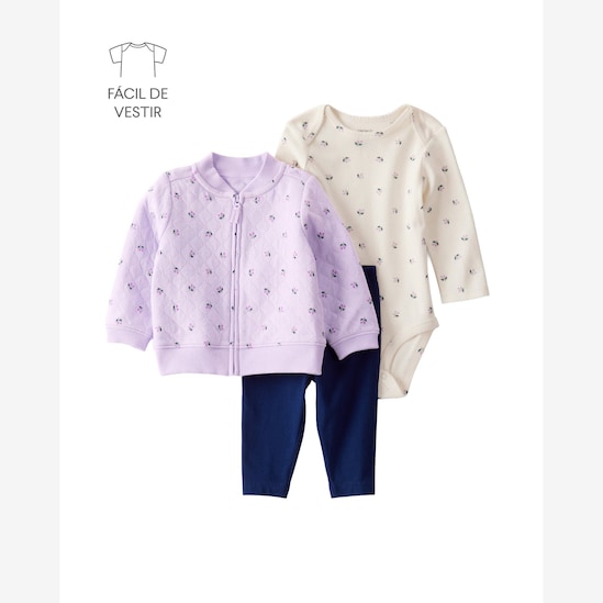Conjunto longo bebê 3 peças matelassê - multicor | Carter's