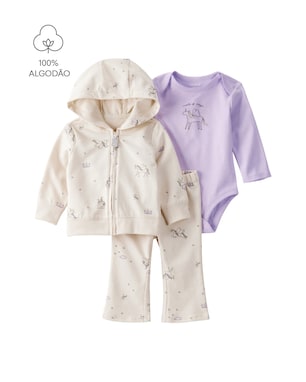 Conjunto longo bebê 3 peças unicórnio com capuz - multicor | Carter's