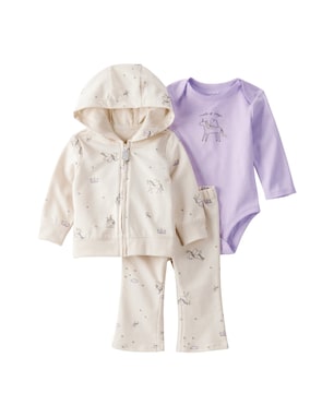Conjunto longo bebê 3 peças unicórnio com capuz - multicor | Carter's