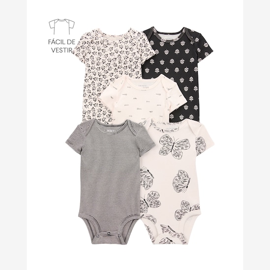 Kit body bebê 5 peças borboletas - multicor | Carter's