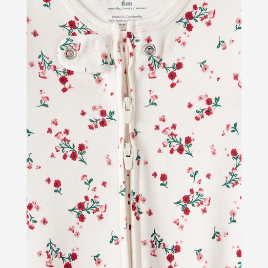 Macacão bebê com pezinhos floral - off-white | Carter's