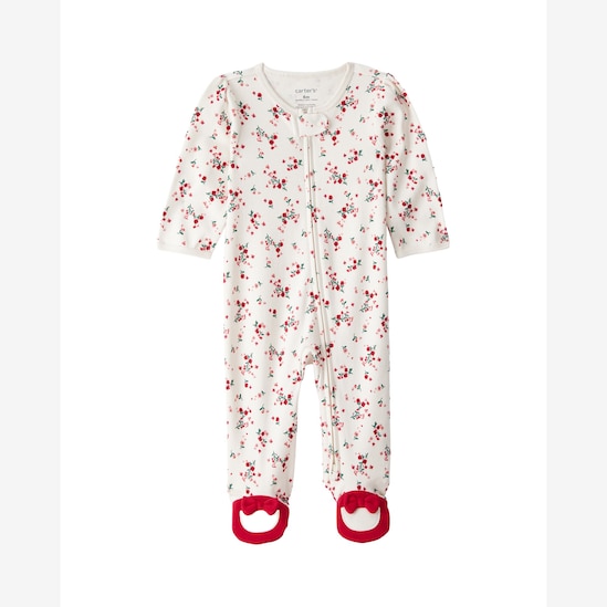 Macacão bebê com pezinhos floral - off-white | Carter's