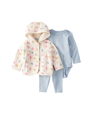 Conjunto longo bebê 3 peças matelassê floral - multicor | Carter's