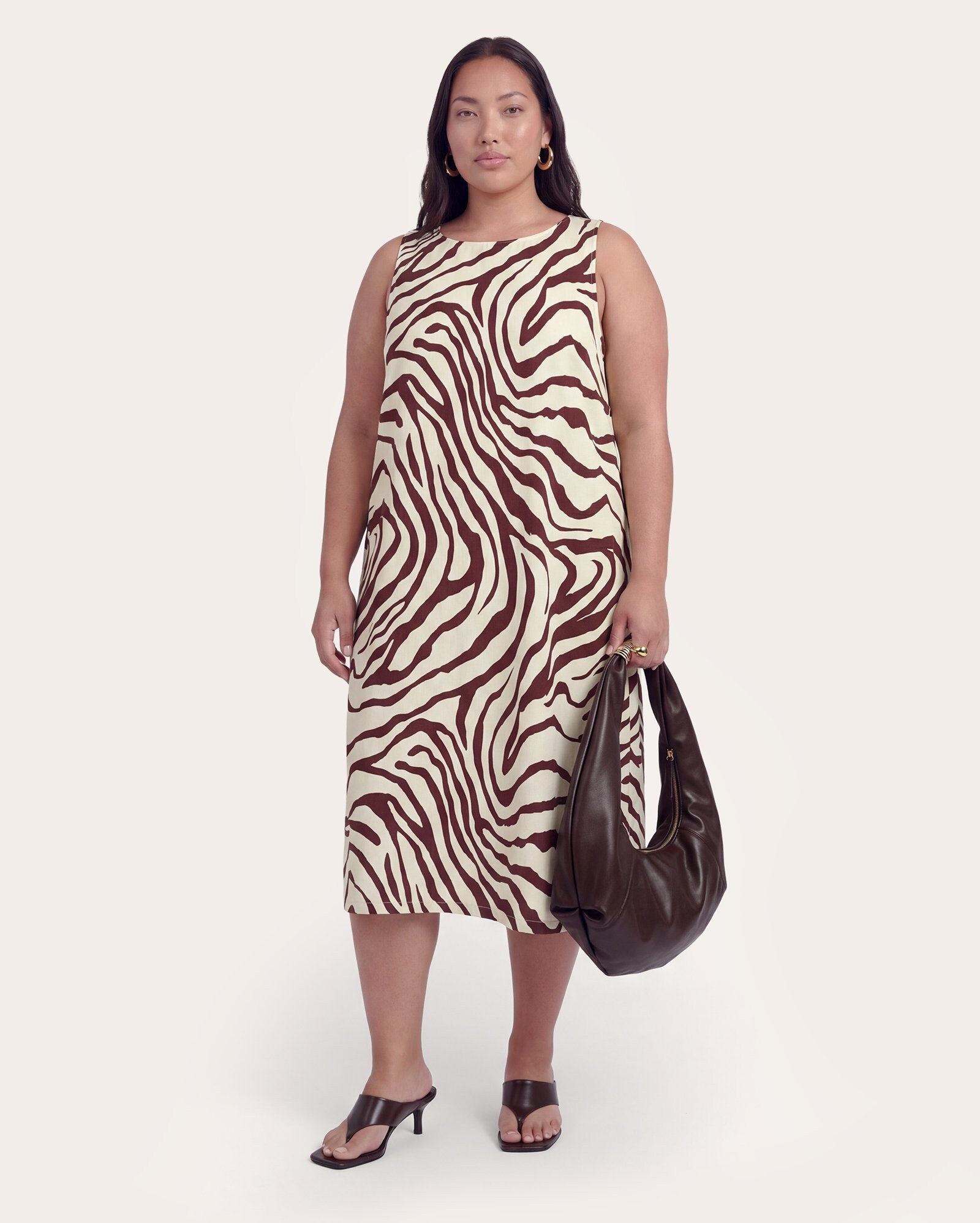 Vestido plus size midi Lica em viscose zebrado - multicor