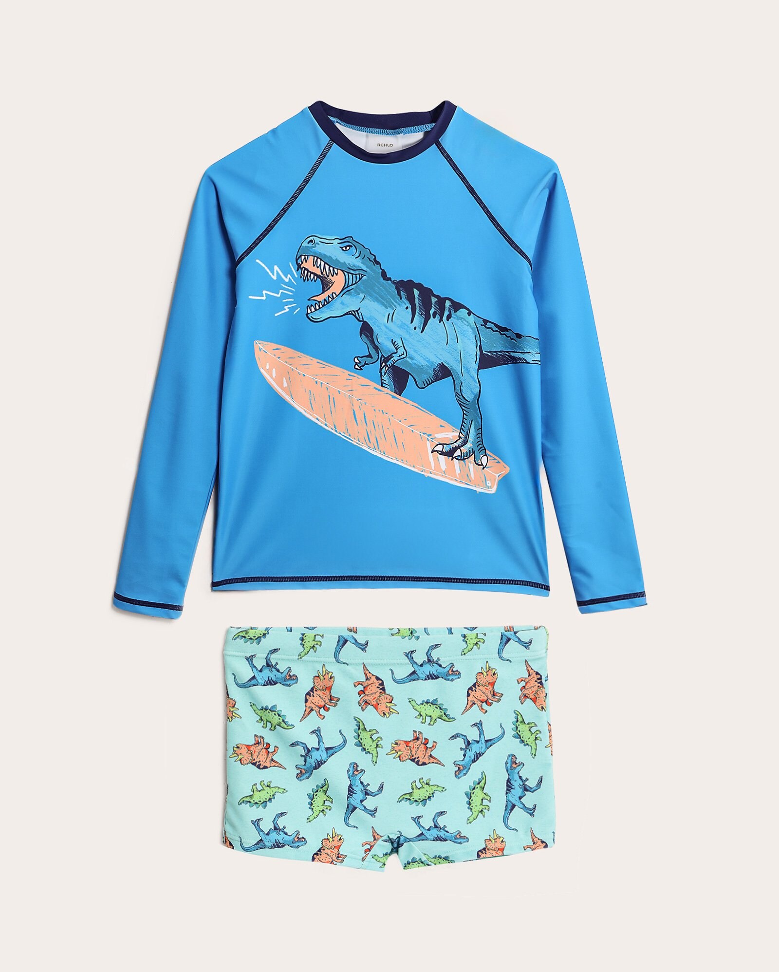 Conjunto de praia infantil dinossauro 6-12A - multicor - Multicor