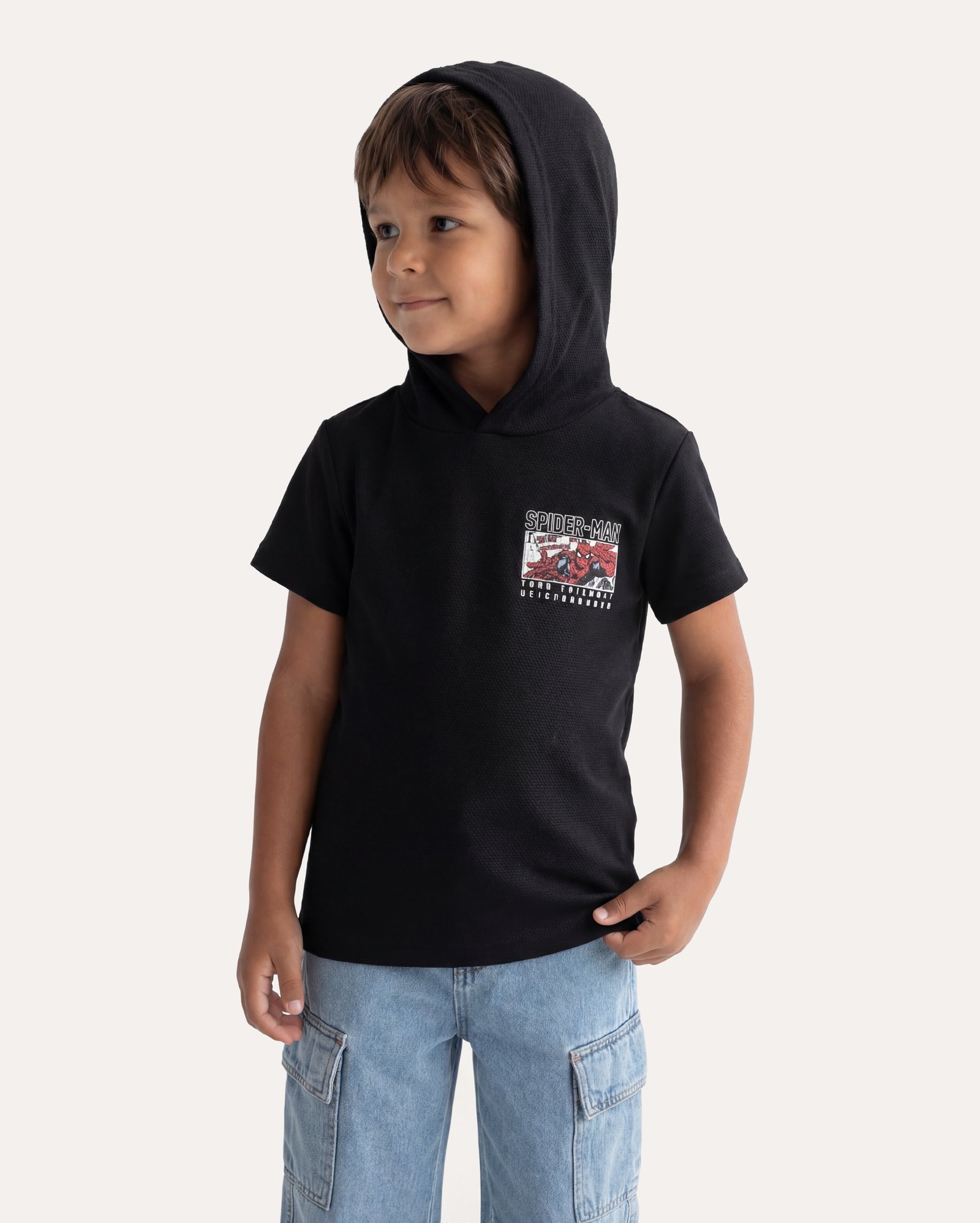 Camiseta infantil texturizada Homem-Aranha 1-6A - preta | Marvel