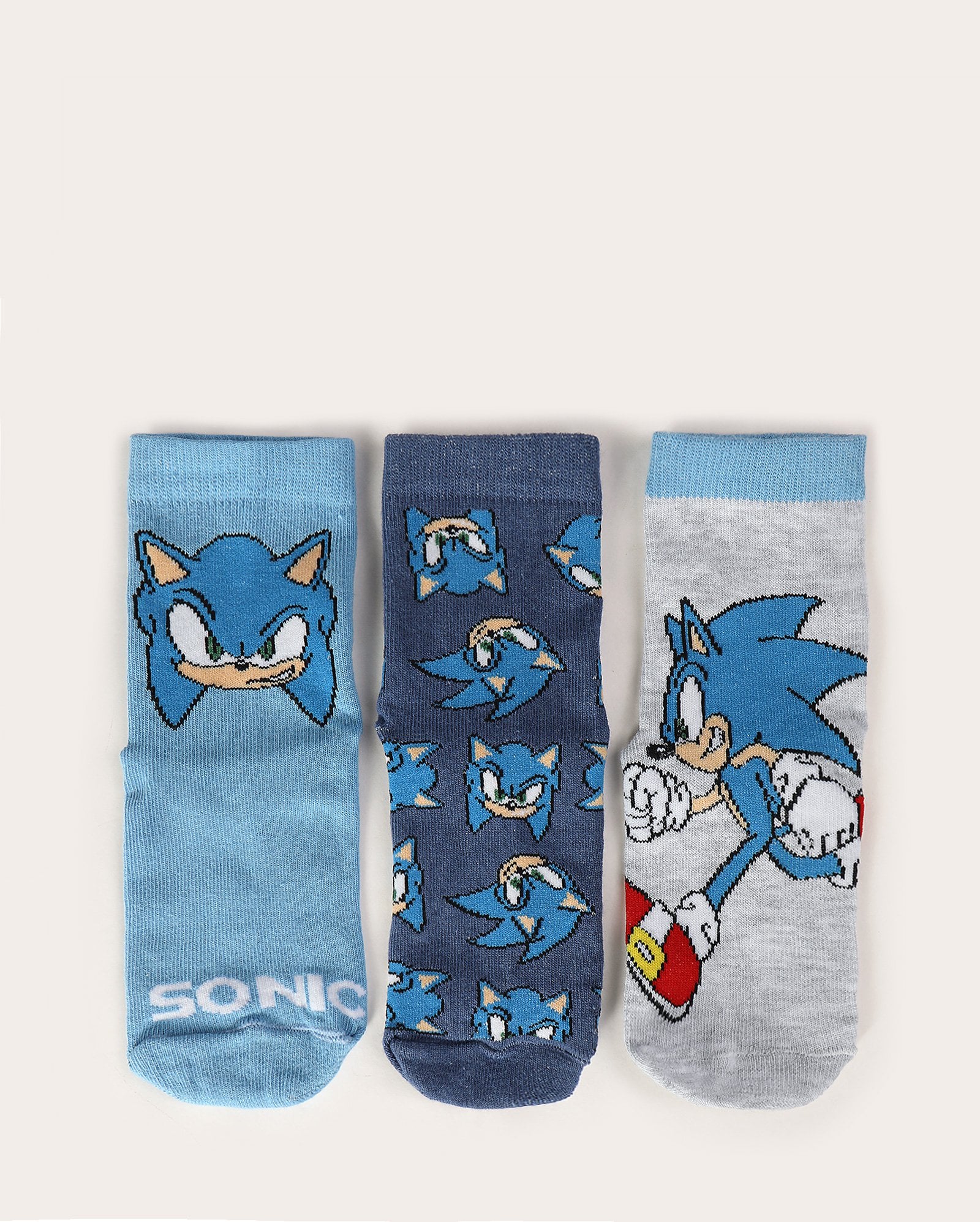 Kit meia infantil Sonic 3 pares - multicor | Sega
