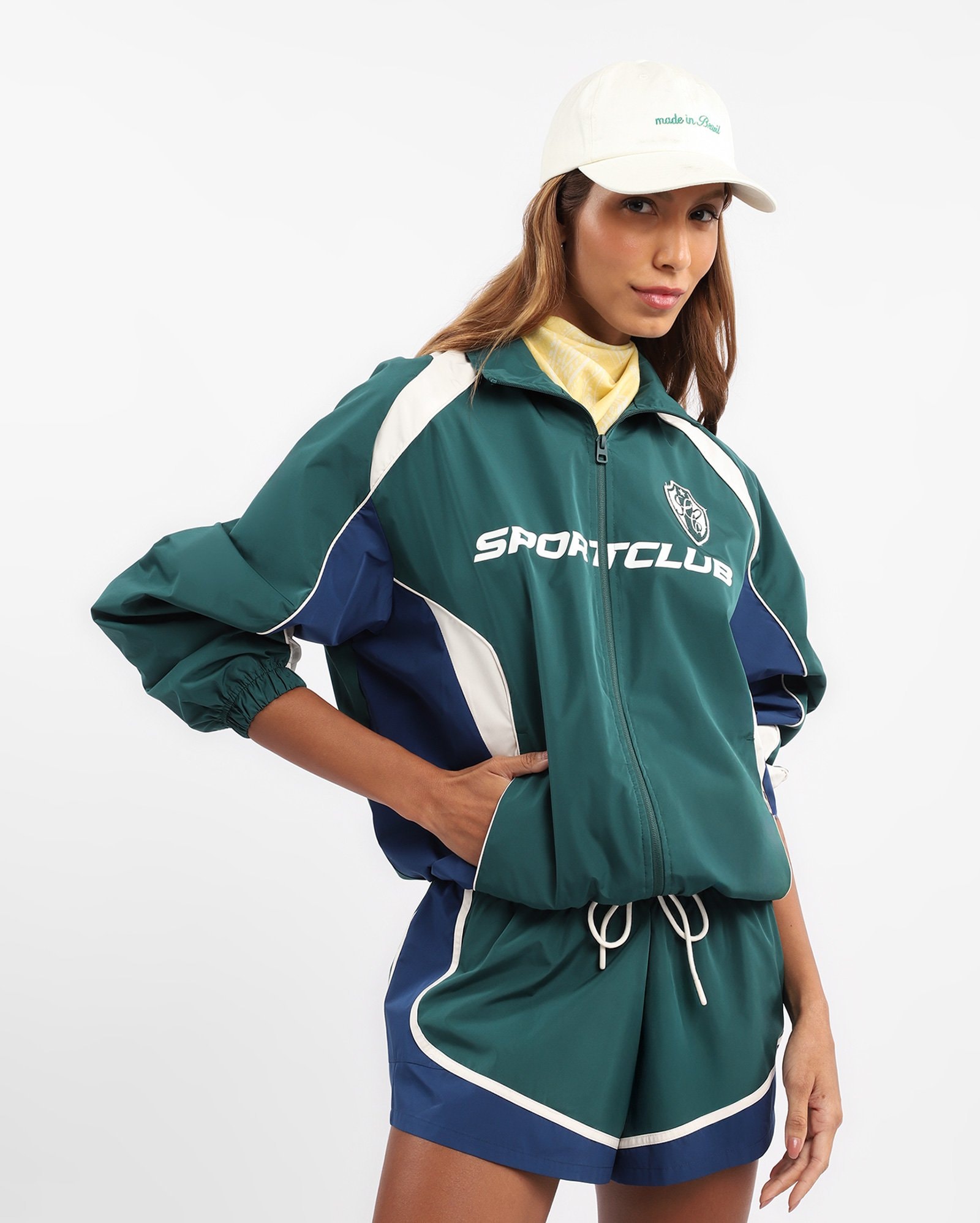 Jaqueta corta vento feminina sport club - verde