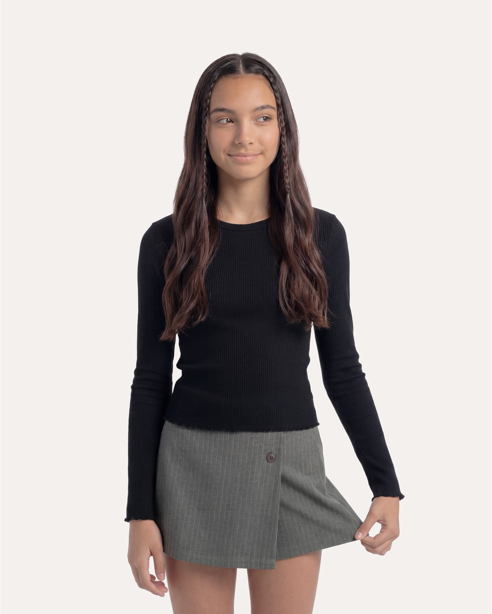 Blusa infantil texturizada 6-14A - Preto
