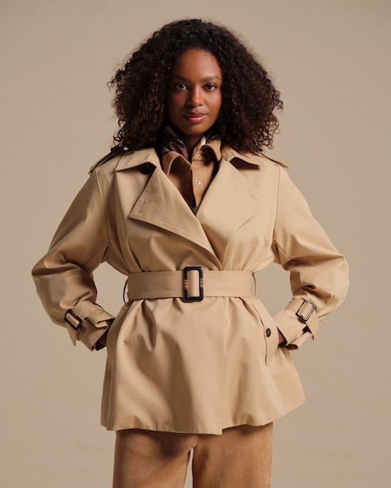 Trench coat feminino com cinto - bege