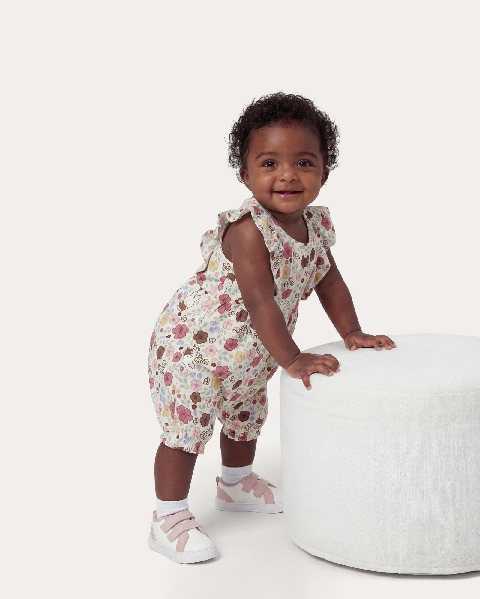 Macaquinho bebê Miffy floral com babado - multicor | MIffy