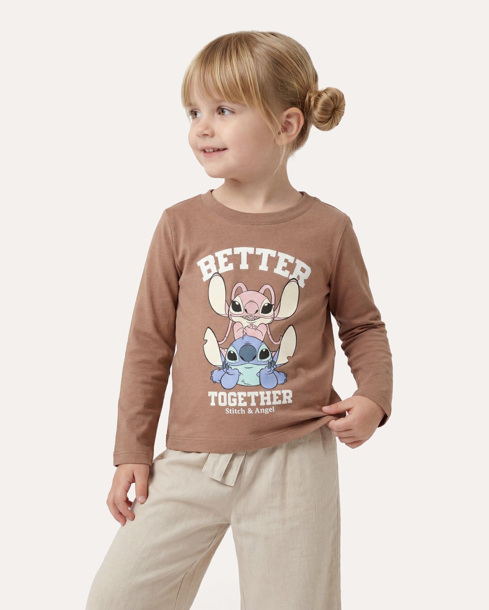 Camiseta infantil Stitch e Angel 1-6A - marrom | Disney