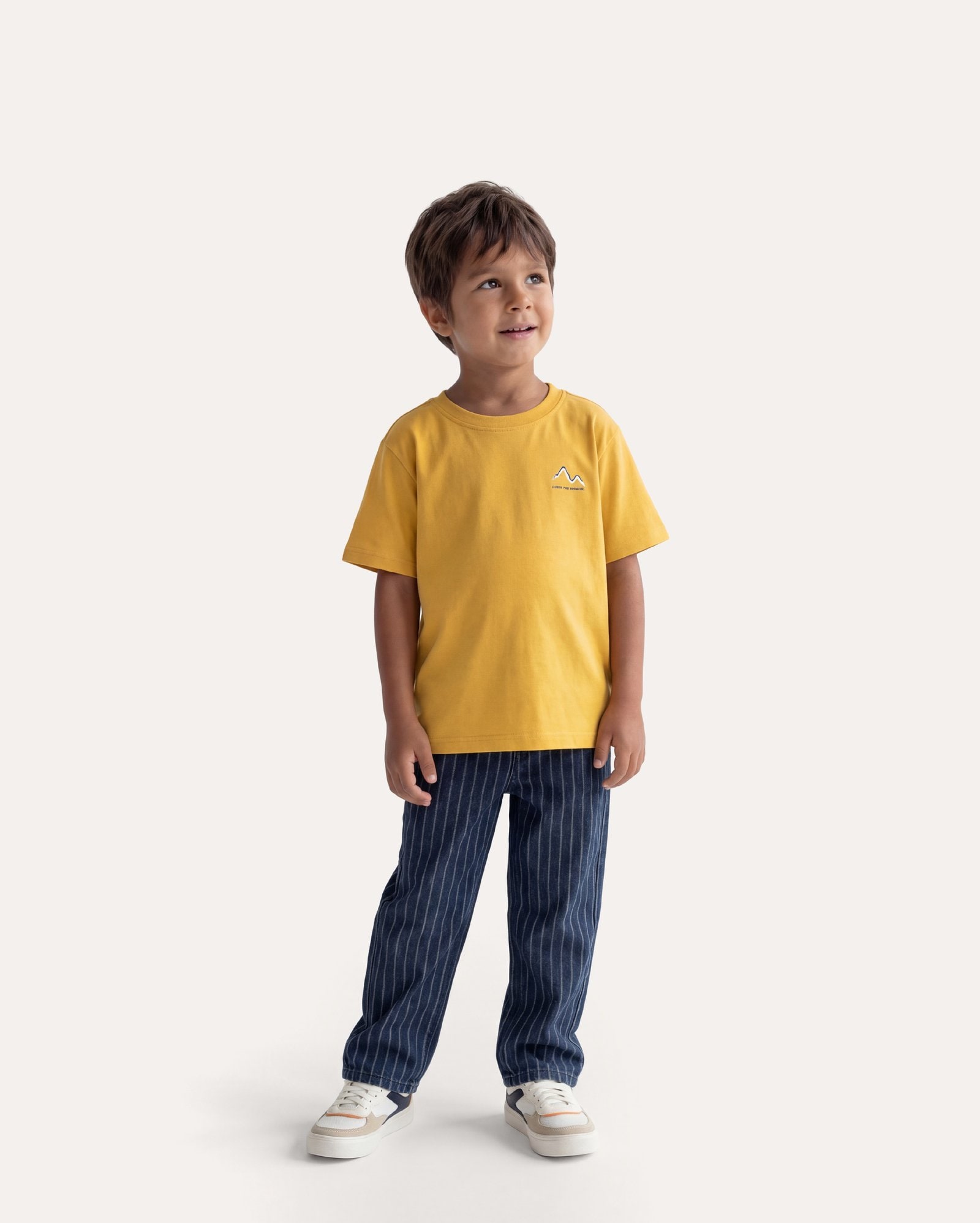 Calça jeans infantil reta listrada 1-6A - denim escuro