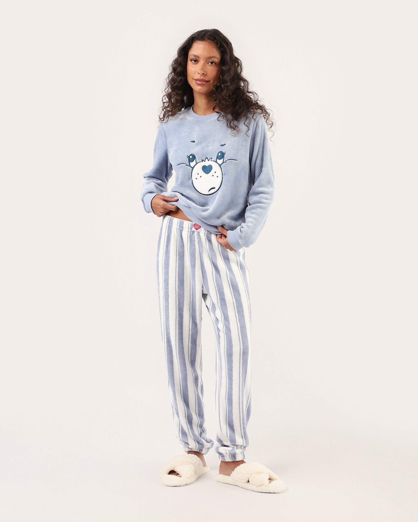 Pijama longo feminino em fleece - multicor | Ursinhos Carinhosos