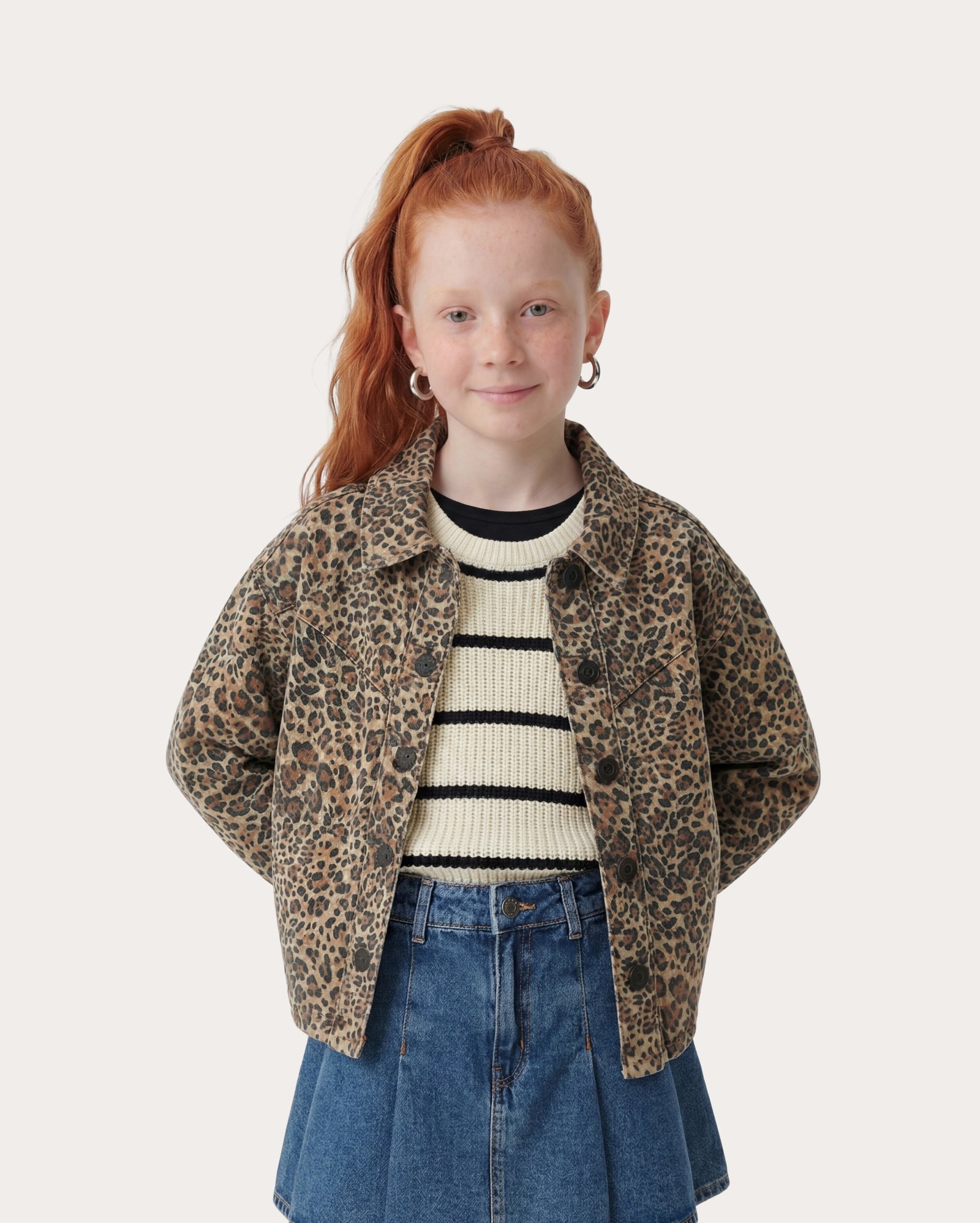 Jaqueta jeans infantil animal print 6-14A - multicor