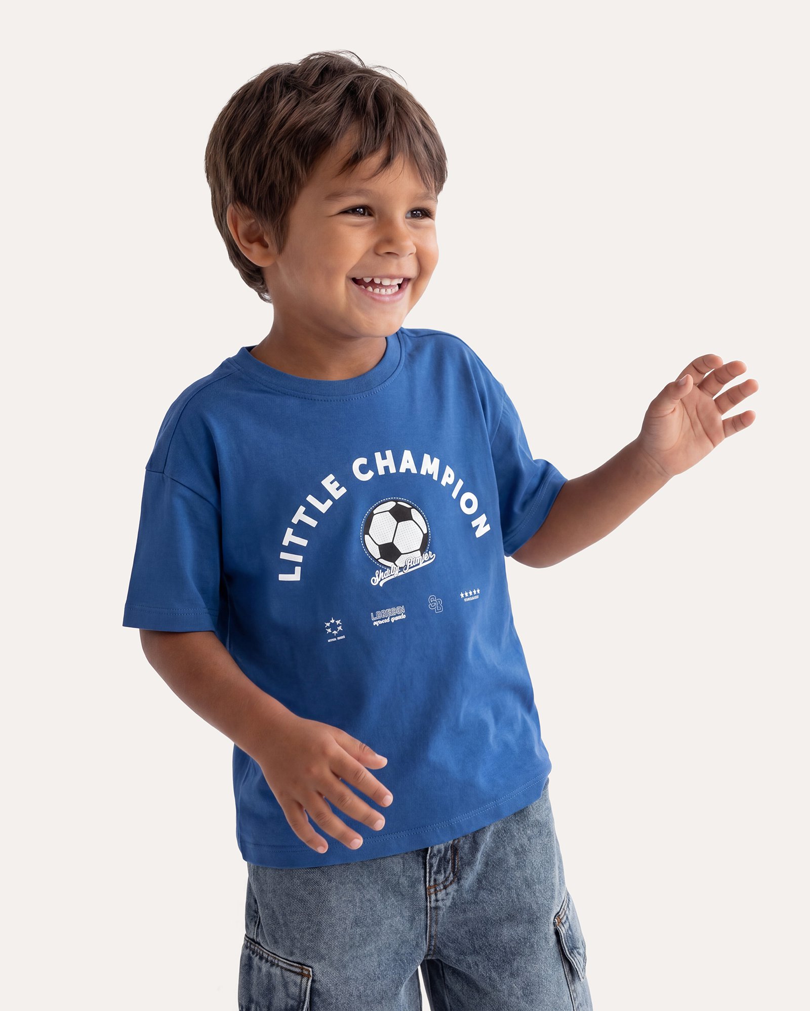 Camiseta infantil little champion 1-6A - azul
