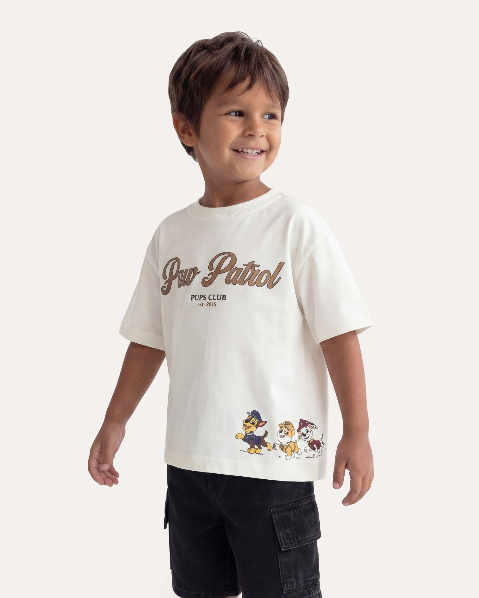 Camiseta infantil regular Patrulha Canina 1-6A - branca | Paramount