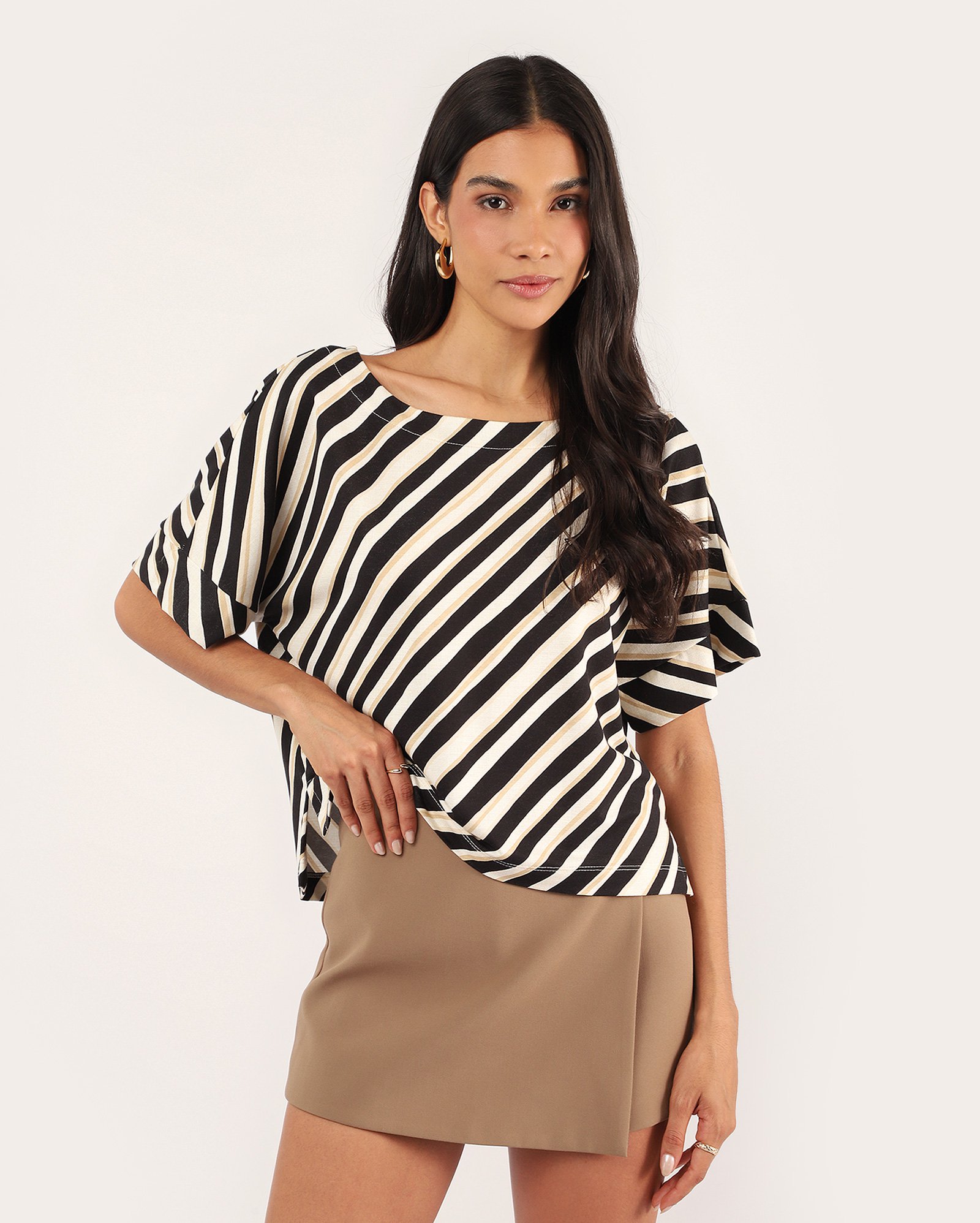 Blusa feminina ampla listrada - multicor