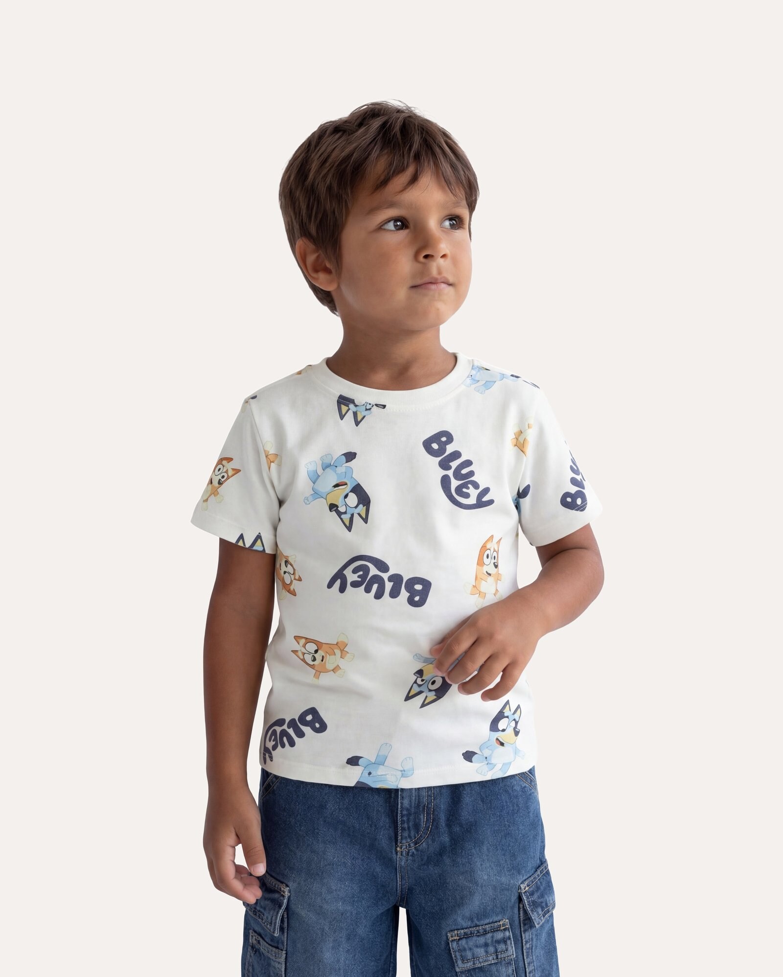 Camiseta infantil regular Bluey 1-6A - branca | BBC