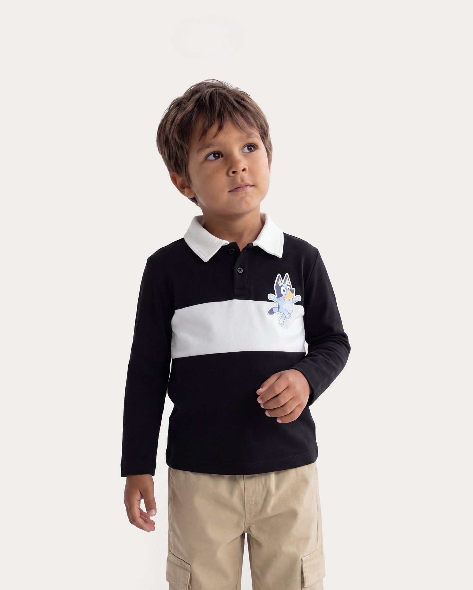 Polo infantil Bluey com listra 3-7A - preta | BBC
