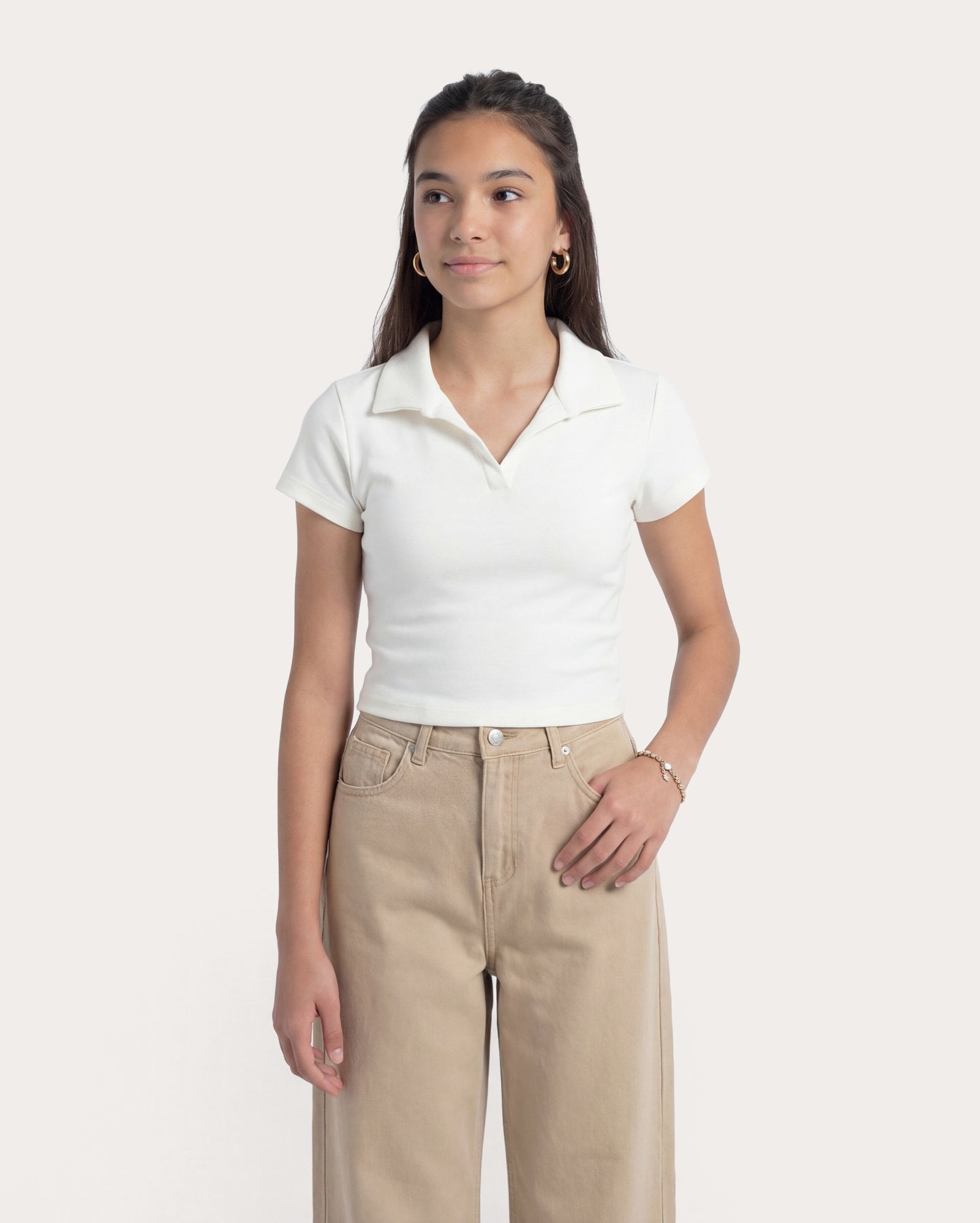Polo infantil baby tee básica 6-14A - Branco