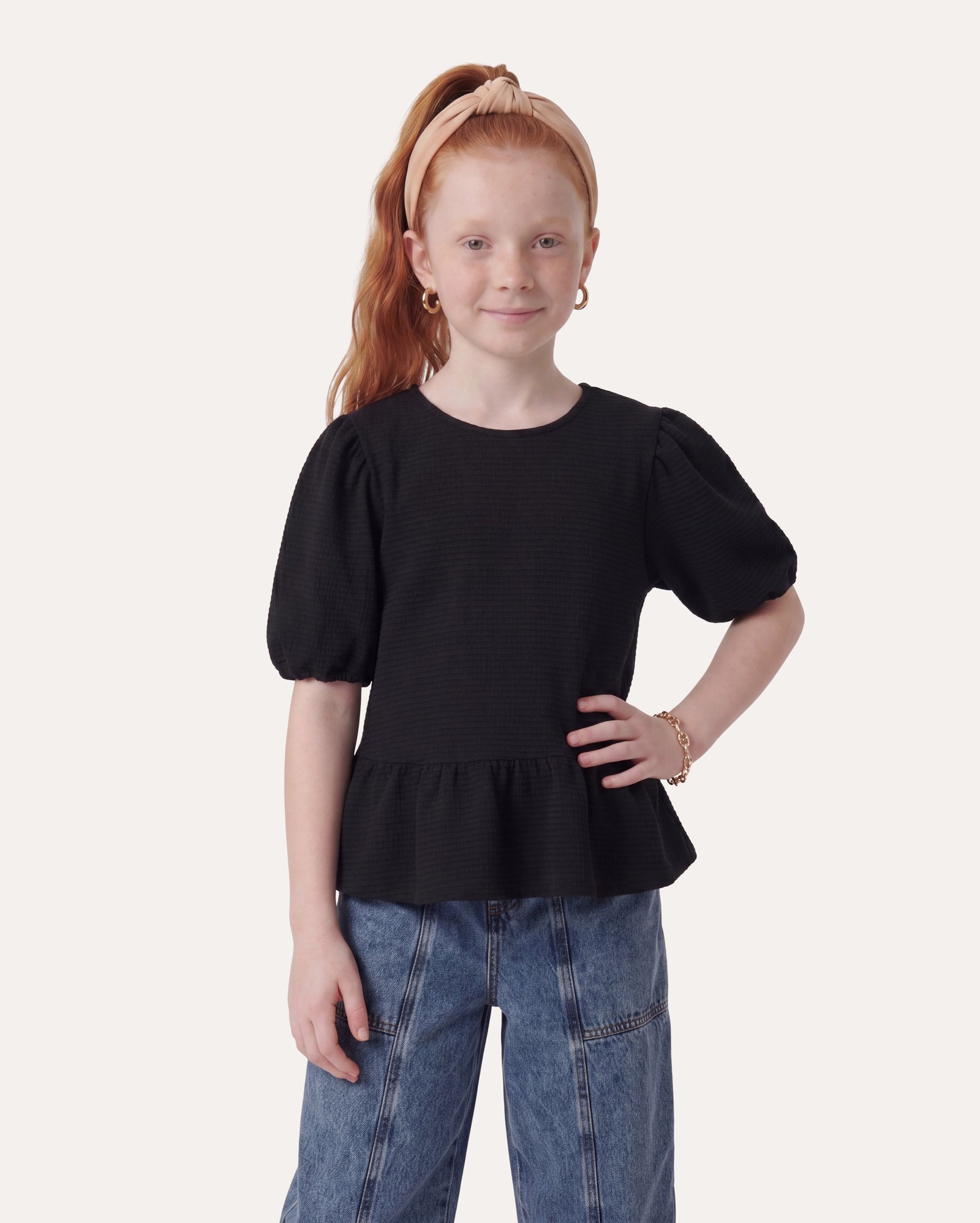Blusa infantil peplum A. Niemeyer 4-14A - Preto