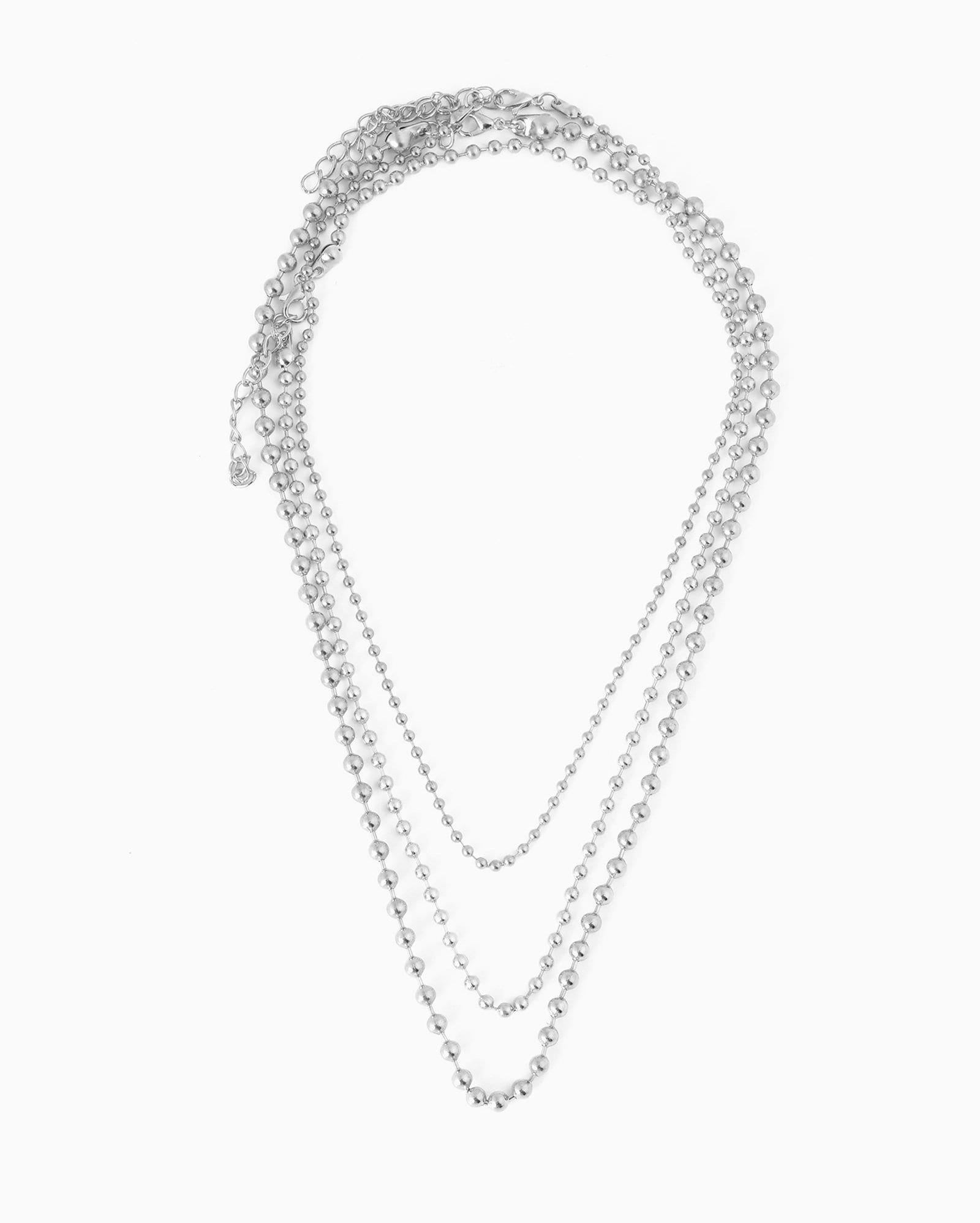Kit colar feminino 3 peças esferas - prata
