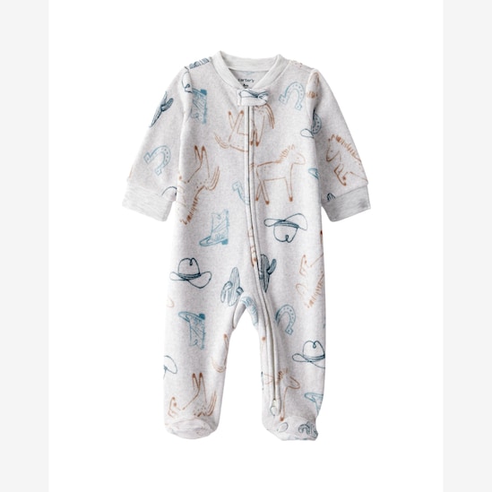 Macacão bebê em fleece western - cinza | Carter's