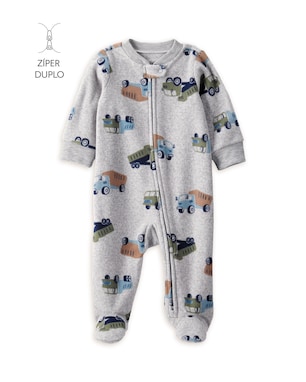 Macacão bebê em fleece caminhão - cinza | Carter's