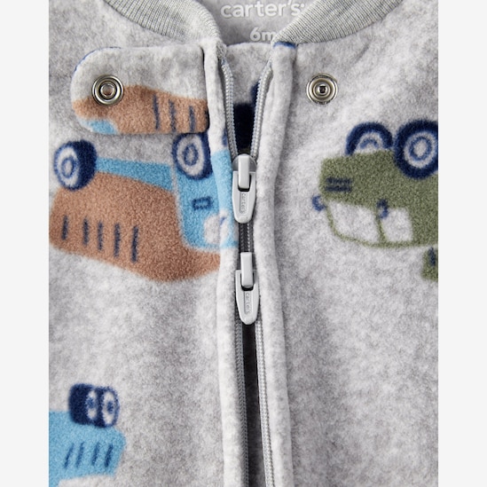 Macacão bebê em fleece caminhão - cinza | Carter's