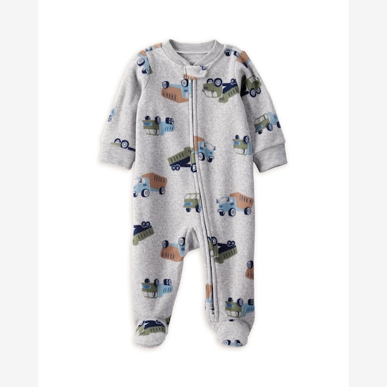 Macacão bebê em fleece caminhão - cinza | Carter's