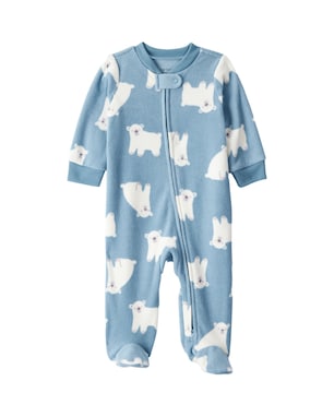 Macacão bebê com pezinhos em fleece urso - azul | Carter's