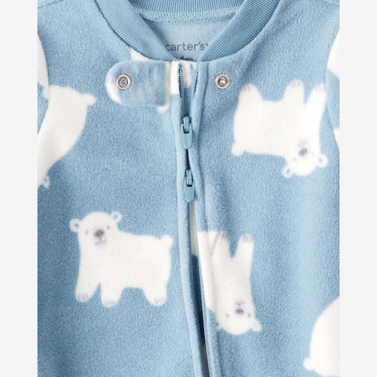 Macacão bebê com pezinhos em fleece urso - azul | Carter's