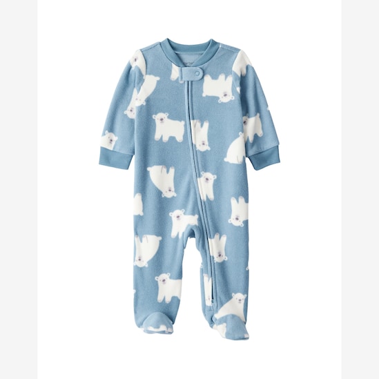 Macacão bebê com pezinhos em fleece urso - azul | Carter's