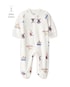 Macacão bebê em fleece animais na neve - off-white | Carter's