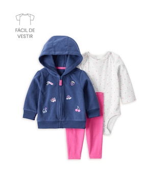Conjunto longo bebê 3 peças em fleece poá - multicor | Carter's