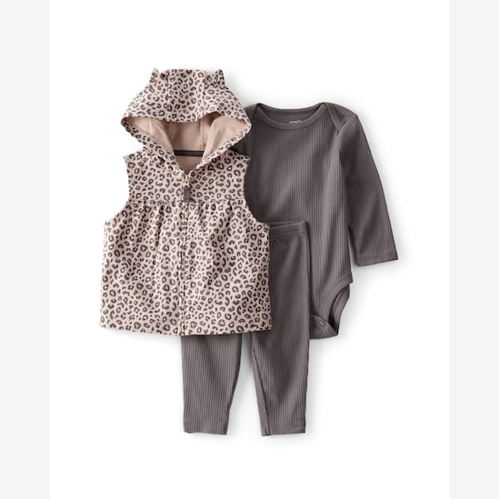 Conjunto longo bebê 3 peças canelado - multicor | Carter's