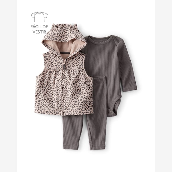 Conjunto longo bebê 3 peças canelado - multicor | Carter's