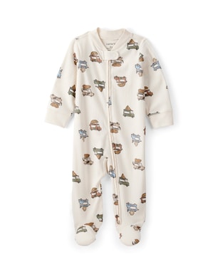 Macacão bebê com pezinho carrinho - bege | Carter's