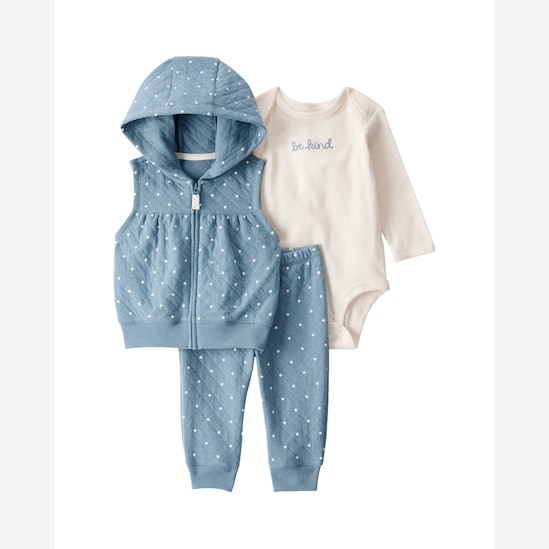 Conjunto longo bebê 3 peças matelassê poá - multicor | Carter's